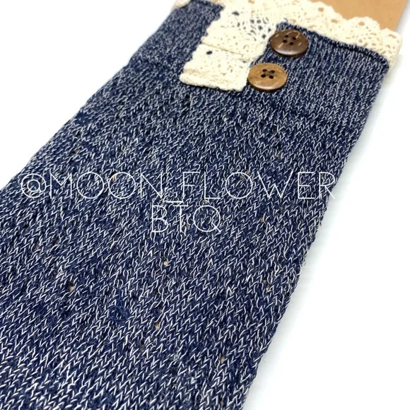 🔴SALE 3/$20🔴 Blue Lace Trim Boot Topper Boot Cuff - Picture 3 of 6